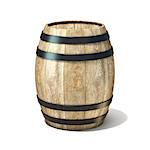 Wooden wine barrel. 3D render illustration isolated over white background