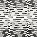 Cubic Grid Tiling Endless Stylish Texture. Abstract Geometric Background Design. Vector Seamless Rhombus Shapes Black and White Pattern.