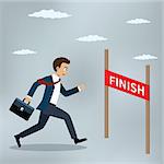 Businessman running at the finish line. Also available as a Vector in Adobe illustrator EPS 10 format.