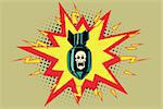 The atomic bomb and skeleton. Comic book illustration pop art retro color vector