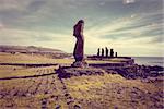 Moais statues, ahu tahai, easter island, Chile