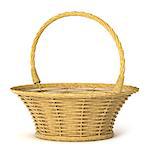 Empty wicker basket. 3D render illustration isolated on white background