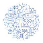 Medicine Line Icon Circle Design. Vector Illustration of Medical and Health Care Objects.