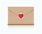 Vector illustration of love letter concept with closed envelope and little red heart on it