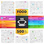 Great Big Thematic Bundle of 500 Food line icons suitable for web, infographics and apps. Isolated on white background. Clipping paths included.