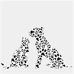Silhouettes of cat and dog in paws pattern