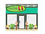 isolated floral shop store business building  illustration, editable vector, jpeg, flat design