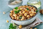 Sprouted chickpeas in the bowl. Concept for healthy eating and nutrition.