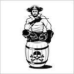 pirate sitting on a barrel vector illustration