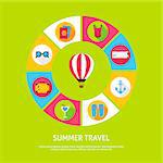 Concept Summer Travel. Vector Illustration of Sea Holiday Infographics Circle with Icons.