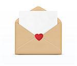 Vector illustration of love letter concept with open envelope and little red heart on it
