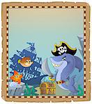 Parchment with pirate shark 2 - eps10 vector illustration.