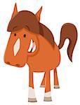 Cartoon Illustration of Happy Horse Farm Animal Character