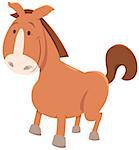 Cartoon Illustration of Happy Horse Farm Animal Character