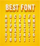 Creative font with shadow effect. Vector illustration.