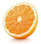 Ripe half of orange citrus fruit isolated on white background with clipping path