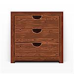 Wooden old chest of drawers. Made of natural materials. Vintage retro style furniture. Clipping paths included.