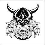 Ancient viking head logo for mascot design. Vector illustration