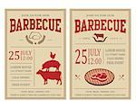 Vintage barbecue invitation card on old grunge paper