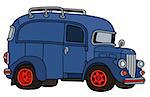 Hand drawing of a vintage blue service motor vehicle