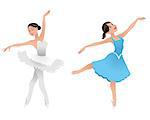 Vector illustration of a two young ballerinas