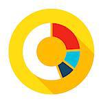 Infographic Pie Icon. Vector Illustration Flat Style Circle Item with Long Shadow. Data Analysis.