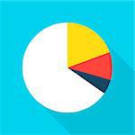 Pie Chart Icon. Vector Illustration Flat Style Item with Long Shadow. Data Analysis.