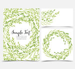 Vector illustration decoration of branches and leaves in a circle. Card invitations