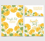 Set vector illustration of hydrangea flower Background with yellow flowers. Card invitations