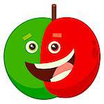 Cartoon Illustration of Apple Fruit Food Object Character