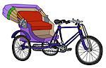 Hand drawing of a classic violet cycle rickshaw