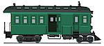 Hand drawing of a classic green small motor railcar