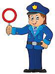 Policeman holds stop sign theme 1 - eps10 vector illustration.