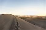 Footprints on Mesquite Flat Sand Dunes in Death Valley National Park, California, USA