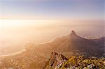 View from Table Mountain to Lions Head Mountain and Camp Bay, Cape Town, South Africa, Africa