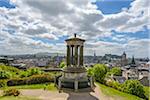 Dugald Stewart Monument on Calton Hill overlooking the city of Edinburgh in Scotland, United Kingdom