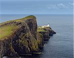 Scottish coast with Neist Point Lighthouse on the Isle of Skye in Scotland, United Kingdom