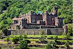 The medieval Reichenstein Castle (Falkenburg) at Trechtingshausen along the Rhine between Rudesheim and Koblenz, Germany