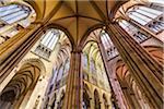 Structural framework of columns and vaulted ceilings inside the Cologne Cathedral in Cologne (Koln), Germany