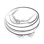 Drawing of the robotic vacuum cleaner, vector illustration