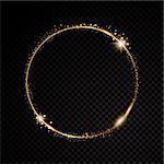 Vector round frame. Shining circle banner. Isolated on black transparent background Vector illustration