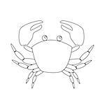 Contour image of crab isolated on white background. Good for Coloring book page for adult and children. Editable vector illustration.