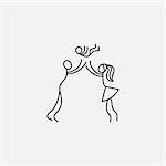 Family icon stick figure over white background, vector illustration