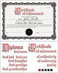Black and white certificate. Template. Horizontal Additional design elements
