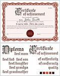Brown certificate. Template. Horizontal Additional design elements