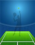 tennis background with ball and shadow man. vector