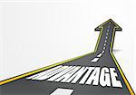 detailed illustration of a highway road going up as an arrow with Advantage text, eps10 vector