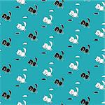 Cute seamless pattern with black and white cats and mice