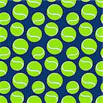 blue seamless sport pattern with green tennis balls. vector