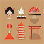 Japan icons set Asia design elements collection Vector illustration